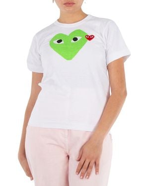 Comme des Garçons Cdg Play Double Heart Logo Short-Sleve T-Shirt - Green
