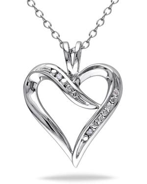 Amour Diamond Heart Pendant With Chain - Metallic