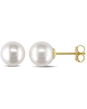 Amour Cultured Freshwater Pearl Stud Earrings - Metallic