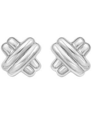Tresorra Sterling Puffy Double X Earrings - Metallic