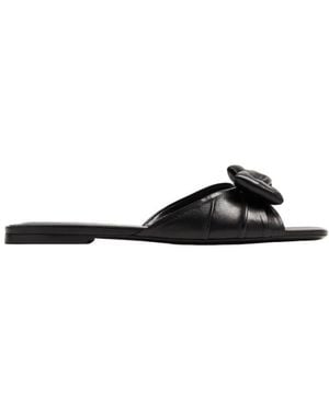 Ferragamo Padded Vara Bow Nappa Slide - Black