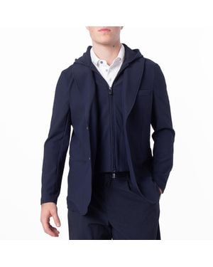 Emporio Armani Nylon Blazer With Detachable Inner Panel And Hood, Brand Size 48 Us - Blue