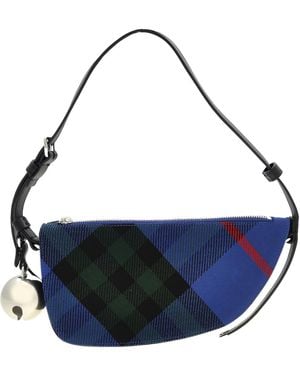 Burberry Jacquard Woven Check Shield Sling Bag - Blue