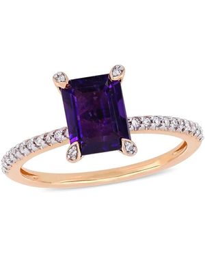 Amour 1 1/2 Ct Tgw African Amethyst And 1/10 Ct Tw Diamond Ring - Blue