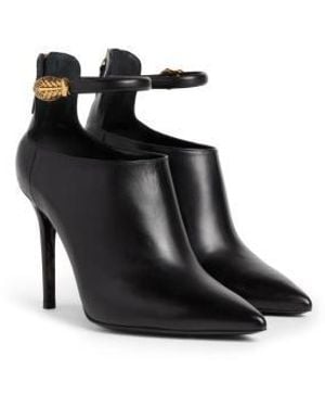 Roberto Cavalli Pointed-Toe Ankle Strap Heeled Boots, Brand Size 35 Us - Black