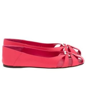 Ferragamo Aurelie Gancini Ornament Ballet Flats - Red