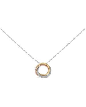 Haus of Brilliance Tri Tone Sterling 1/5 Cttw Diamond Interlocking Circle Pendant Necklace - Metallic