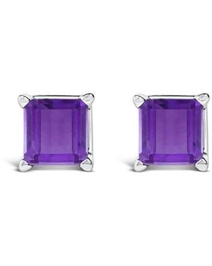 Haus of Brilliance 14K 5X5Mm Princess Cut Amethyst Solitaire Stud Earrings - Purple