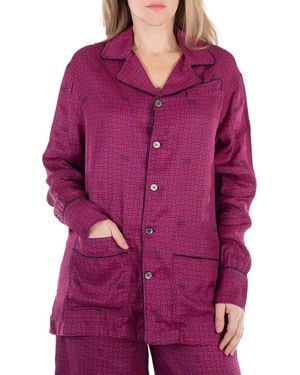 KENZO Graphic-Print Long Sleeve Shirt, Brand Size 40 (Us - Purple