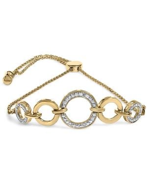 Haus of Brilliance 14K Over Sterling 1/10 Cttw Diamond Infinity Loop Adjustable Bolo Tennis Bracelet - Metallic