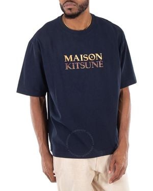Maison Kitsuné Gradient Logo Oversized T-Shirt - Blue