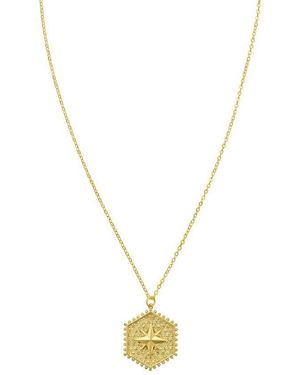 Tresorra 14K North Star Hexagon Necklace - Metallic