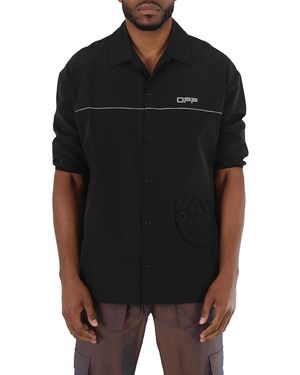 Off-White c/o Virgil Abloh Short-Sleeve Track Button Shirt - Black