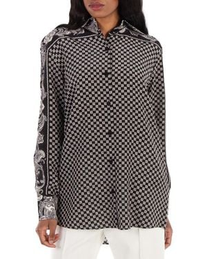 Balmain Paisley-Print Silk Shirt - Black