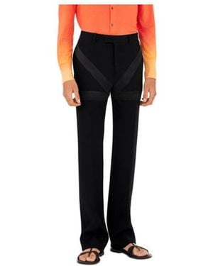 Ferragamo Geometric Satin-Paneled Pants, Brand Size 52 7R (Us - Black