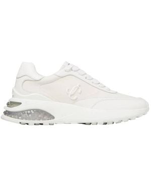 Jimmy Choo Memphis Neoprene And Leather Trainers, Brand Size 34 Us - White