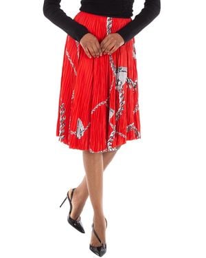 Burberry Shield Hardware Jersey Midi Skirt, Brand Size 2 Us - Red