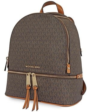 Michael Kors Rhea Medium Logo Print Backpack - Brown