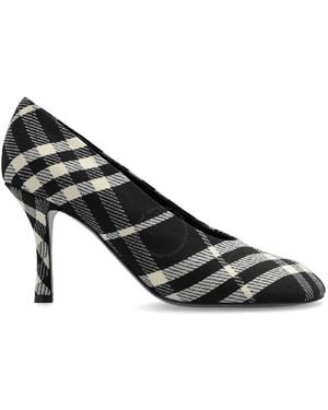 Burberry Checked Pattern Slip-On Court Shoes, Brand Size 40 Us - Black