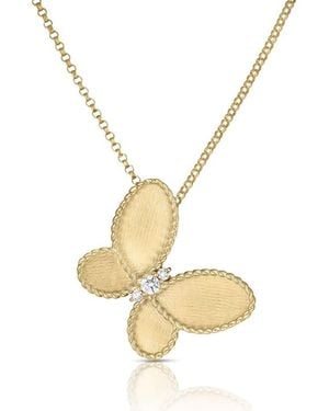 Roberto Coin 18K Jasmine Diamond Butterfly Necklace - Metallic