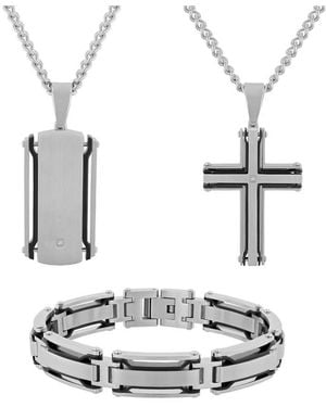 Robert Alton Diamond Accent And Stainless Steel Jewellery Set - White