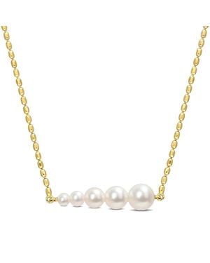 Amour Freshwater Cultured Pearl Graduated Bar Necklace - Metallic