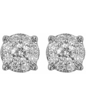 DiamondMuse Diamond Muse 0.25 Cttw 18Kt Round Cut Diamond Cluster Stud Earrings For - Metallic