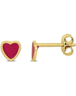 Amour Enamel Heart Stud Earrings - Metallic