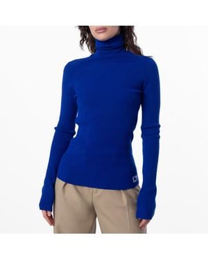 Burberry Equestrian Knight Roll-Neck Jumper - Blue