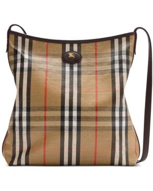Burberry Check Small Highlands Shoulder Bag - Natural