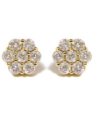 Haus of Brilliance 14K 3.0 Cttw Diamond Floral Cluster Stud Earring - Metallic