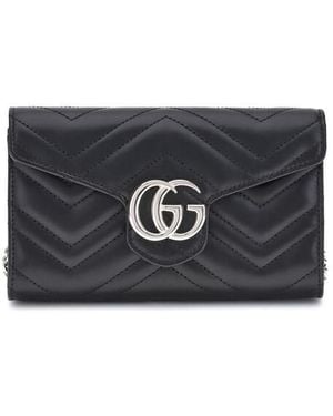 Gucci Gg Marmont Wallet With Chain - Black