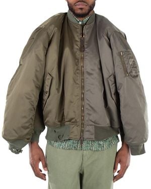 Balenciaga Oversized Double Sleeve Bomber Jacket - Green