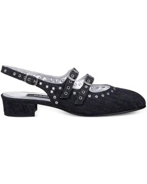 CAREL PARIS Denim Fabric Queen Slingback Mary Janes, Brand Size 37 Us - Blue