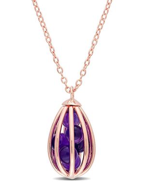 Amour 2 3/4 Ct Tgw Amethyst Cage Pendant With Chain - Metallic