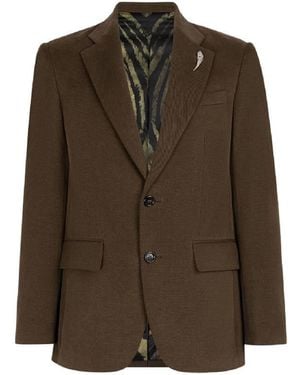 Roberto Cavalli Tiger Tooth Cotton Blazer Jacket, Brand Size 56 Us - Green