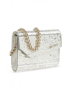 Jimmy Choo Ladies Champagne Coarse Glitter Acrylic Clutch Bag - White