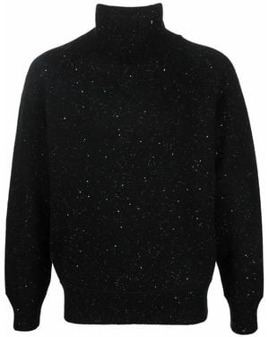 Ferragamo Speckle-Knit Roll Neck Jumper - Black