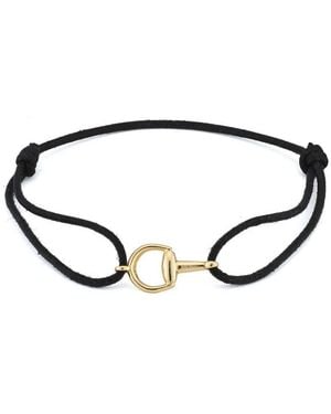 Gucci 18Ct Horsebit And Cord Friendship Bracelet - Black