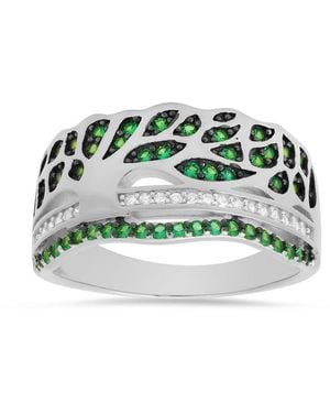 Kylie Harper Sterling Vintage Cz Tree Of Life Ring - Green