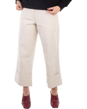 Moncler Genius Cropped Cotton Trousers, Brand Size 40 (Us - Natural