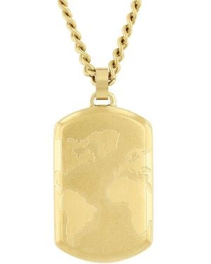 Robert Alton Stainless Steel Geographic Design Dog Tag Necklace - Yellow