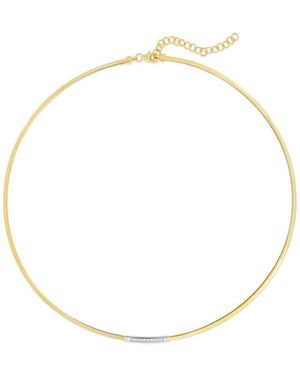 Tresorra 14K Skinny Omega Diamond Bar Necklace - Metallic