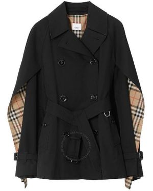 Burberry Cape-sleeve Cropped Trench Coat - Black