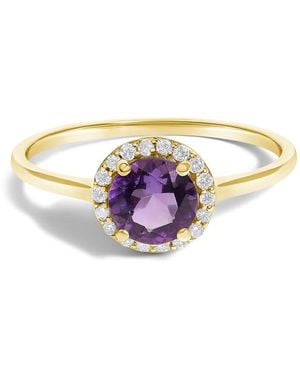 Haus of Brilliance 10K Amethyst And 1/10 Cttw Diamond Halo Ring - Yellow