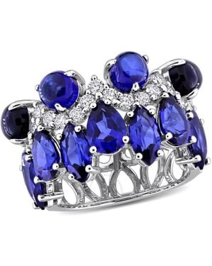 Created Forever 8 5/8Ct Tgw Created Sapphire And 5/8Ct Tw Lab-Grown Diamond Ring - Blue