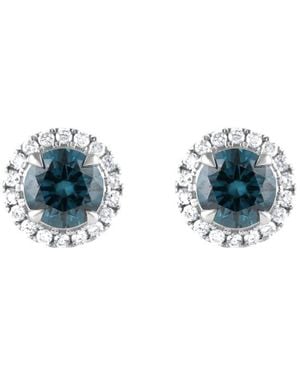 Brilliant Diamond 14Kt 1.45 Carat Lab Grown Diamond Stud Earrings For - Blue