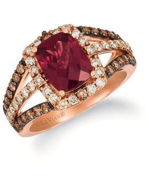 Le Vian Vivids Ladies 14K Rose 2.4 Ct Cushion Cut Rose-Tone Other Cocktail Ring - Red