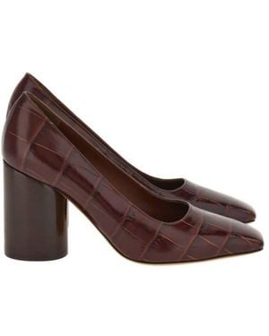 Ferragamo Pamela 85 Croc-Embossed Pumps - Brown