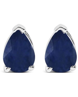 Haus of Brilliance 14K 6X4Mm Pear Shaped Sapphire Solitaire Stud Earrings - Blue